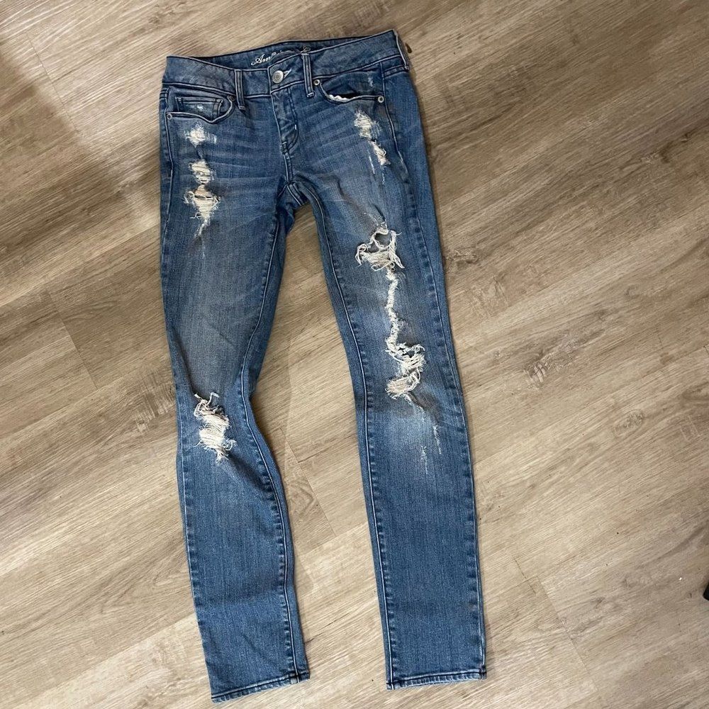 American Eagle Women's Blue Skinny Slim Fit Jeans US Size - 2